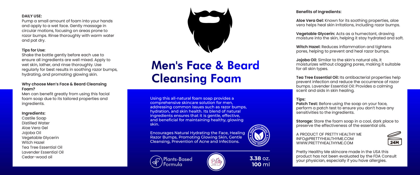 Men's Beard and Face Cleansing Foam & Razor Relief Bundle