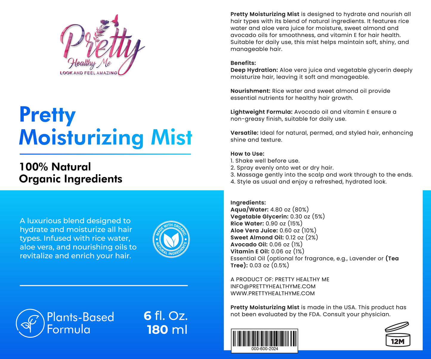 Pretty Moisturizing Hair Mist